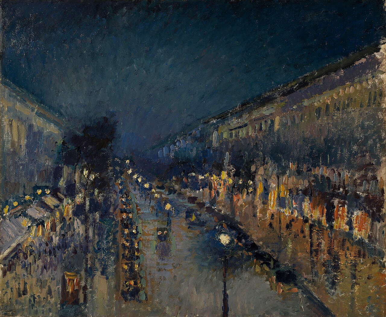 Boulevard Montmartre at Night, Camille Pissarro, 1897